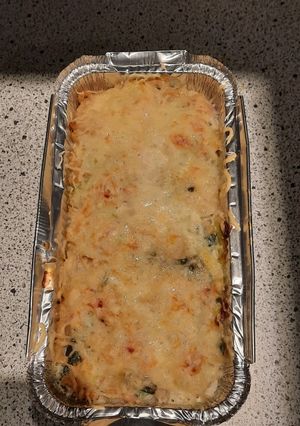 Une photo de Gratin de coquillettes au jambon et poireaux