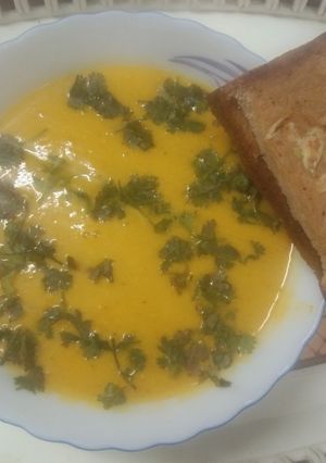 A picture of Homemade Pumpkin Clear Soup.