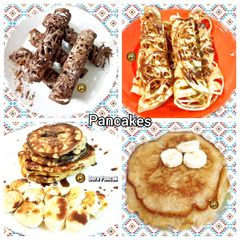 A picture of 4 different types of Pancakes.