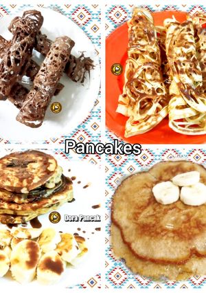 A picture of 4 different types of Pancakes.