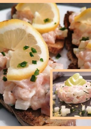 Une photo de Tartare de saumon au chèvre frais et Granny Smith