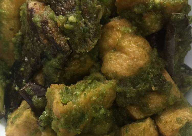 Sambal hijau tahu, ikan dan terong