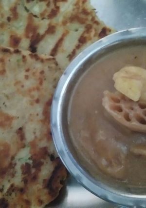 A picture of Rajgira roti and sabji.