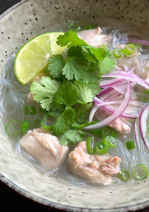 A picture of Pho Inspired Chicken & Harusame Soup.