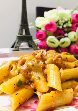 A picture of Red sauce pasta recipe for toddlers & kids.