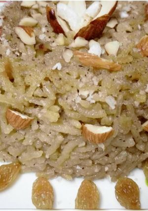 A picture of Jaggery rice.