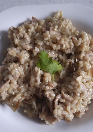 Una foto de Risotto de conejo con alcachofas