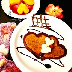 A picture of Oatmeal Pancake with Fresh Cream and Beetroot Eggless.