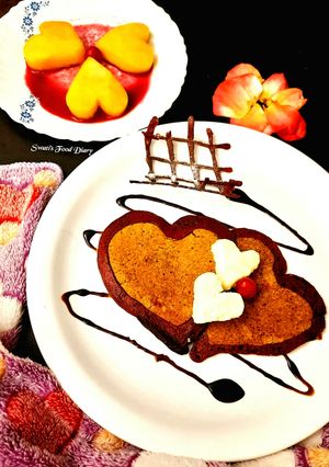 A picture of Oatmeal Pancake with Fresh Cream and Beetroot Eggless.