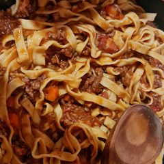 A picture of Traditional Bolognese with Tagliatelle.