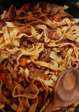 A picture of Traditional Bolognese with Tagliatelle.