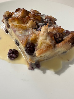 A picture of Blueberry Bread Pudding.