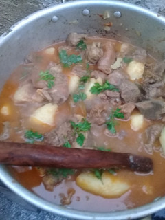 A picture of Beef stew with potatoes.