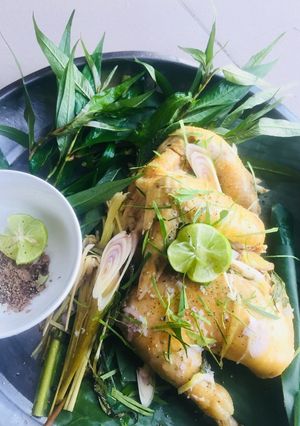 Hình của món Gà hấp muối sả🐥.