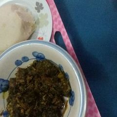 A picture of Semo and Afang Soup.