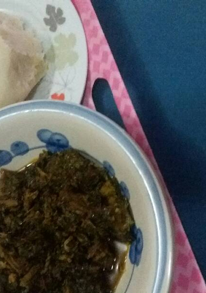 A picture of Semo and Afang Soup.