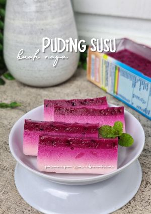 Foto resep Puding Susu Buah Naga Sat Set