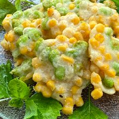Japanese Edamame and Corn Tempura A picture of Japanese Edamame and Corn Tempura.