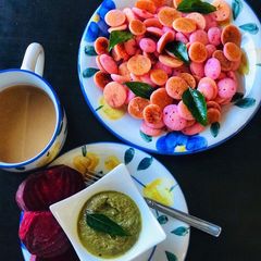 A picture of Savory Pancakes (beetroot).