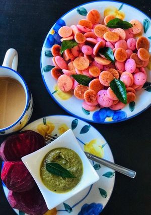 A picture of Savory Pancakes (beetroot).