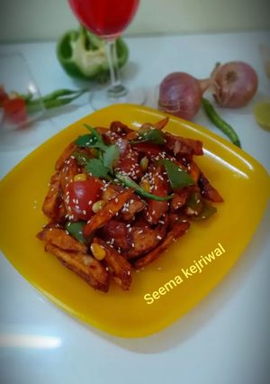 हनी चिली अरबी (Honey chilli arbi recipe in Hindi) रेसिपी मुख्य फोटो