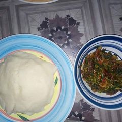 Waterleaf soup with poundo A picture of Waterleaf soup with poundo.