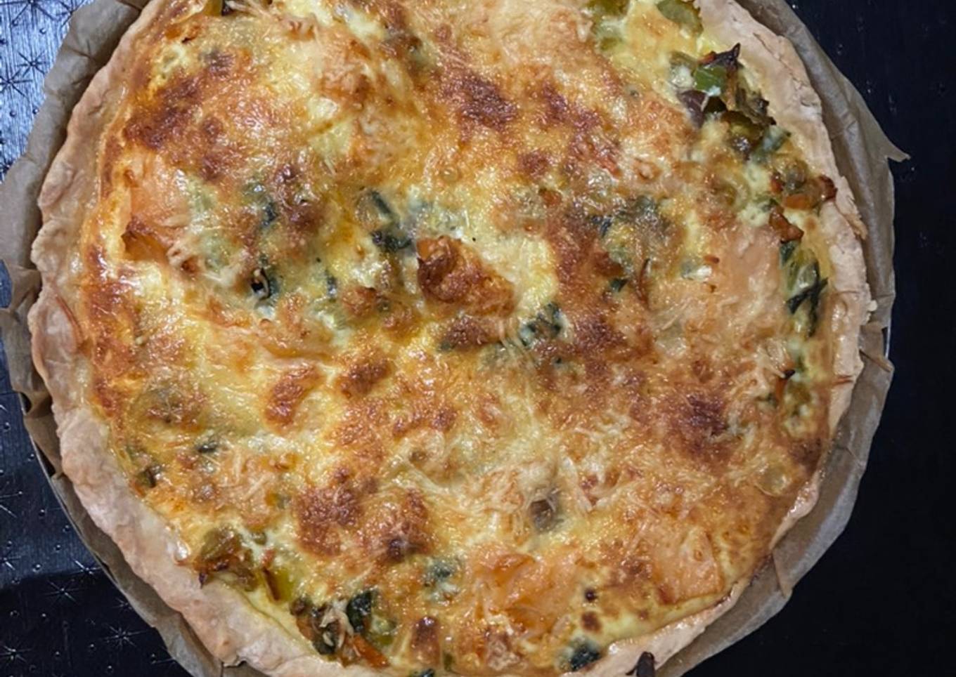 Quiche petits légumes et saumon fumé