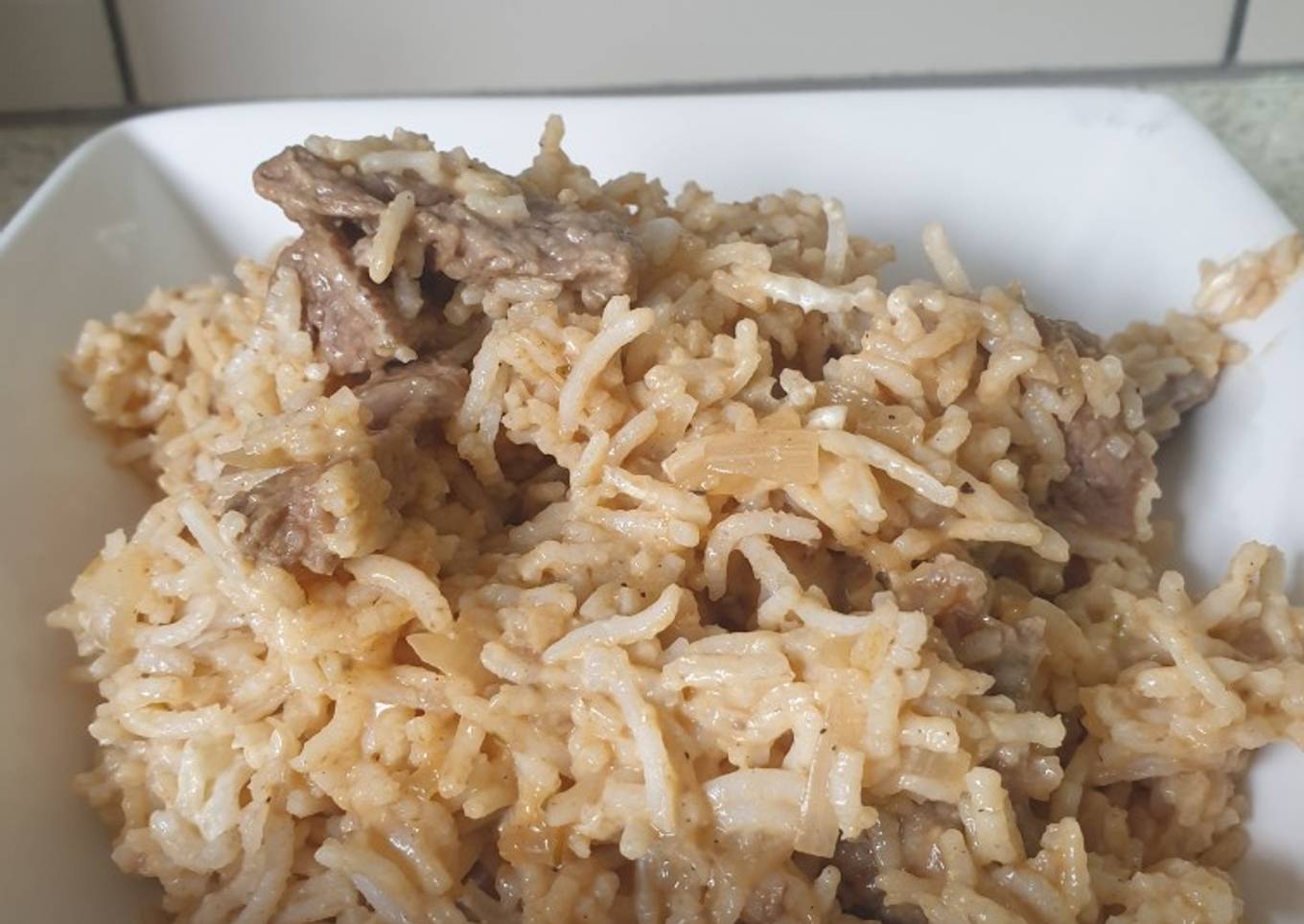 Beef stroganoff with rice