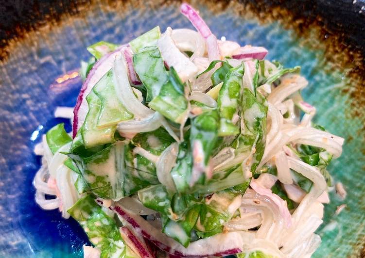 Easiest Way to Prepare Ultimate Harusame, onion and lettuce salad with mayonnaise dressing