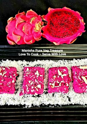 A picture of Red Dragon Fruit Coconut Burfi.