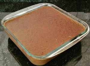 Una foto de Flan de chocolate sin leche