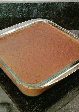 Una foto de Flan de chocolate sin leche