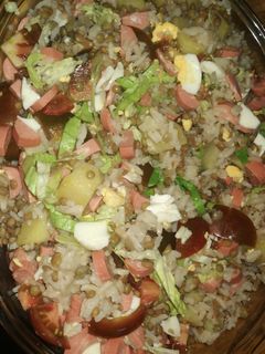 Una foto de Ensalada de lentejas con arroz