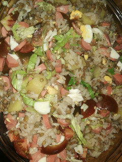 Una foto de Ensalada de lentejas con arroz