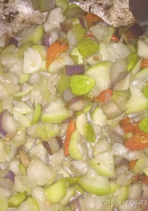 Foto resep Tumis labu terong pete pedas