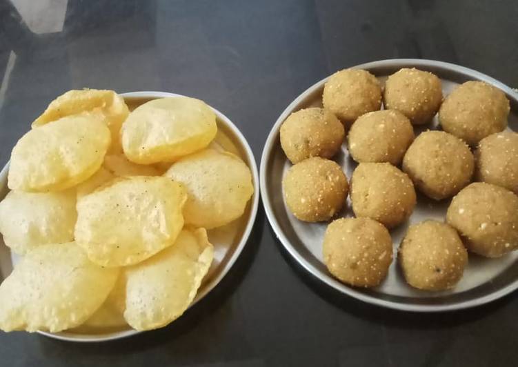 Recipe of Super Quick Homemade Churma Ladoo and puri