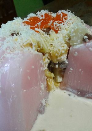 Foto resep Strawberry pudding with fruit salad