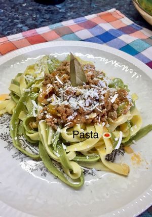 Φωτογραφία της συνταγής Pasta σπανάκι με σάλτσα κιμά!