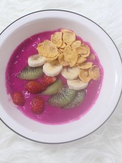 Foto resep Dragon Fruit & Banana Smoothies (Smoothies Buah Naga dan Pisang)