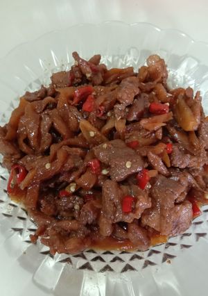 Foto resep Masakan daging babi chai po pedas manis