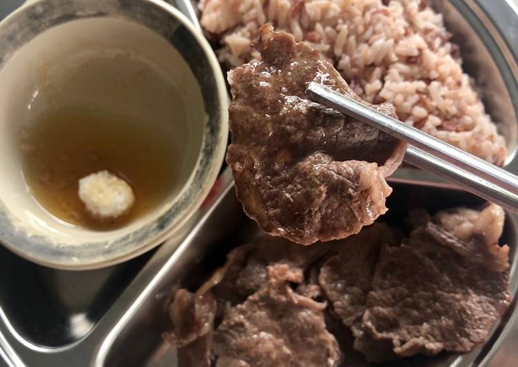 🥩เนื้อย่าง+น้ำมันงาเกลือ🥢