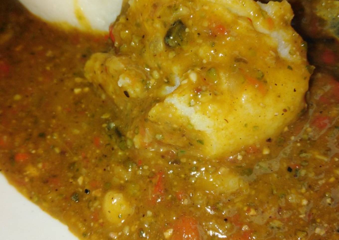 Rice swallow with dry okro soup