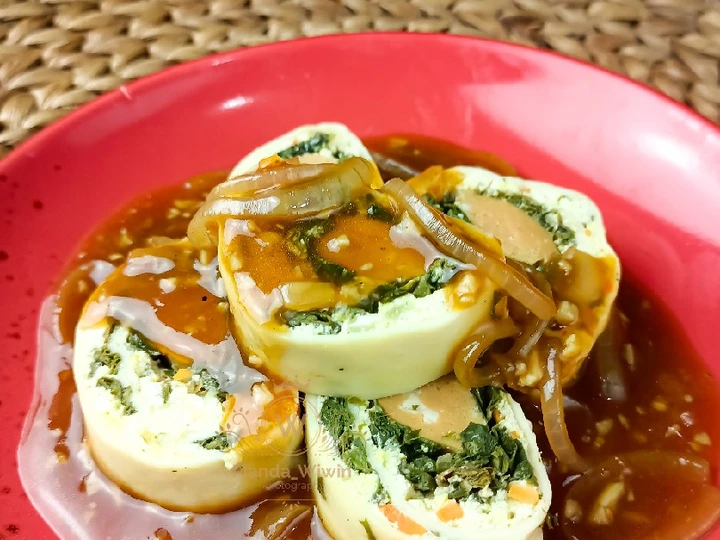Cara Gampang Menyiapkan Resep Egg Roll Tahu Daun Singkong dan Sosis/ Rolade Tahu yang Uenak Anti Ribet, Mantap Sekali