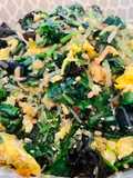 Wild garlic, mushrooms, noodles and egg
