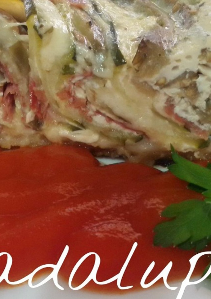 Una foto de Espiral de calabacín, jamón y queso en gme, gmf y tradicional