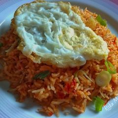 Nasi Goreng (Indonesian stir fried rice) A picture of Nasi Goreng (Indonesian stir fried rice).