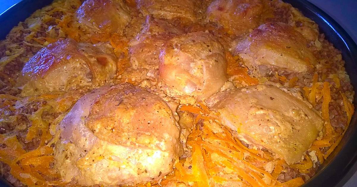 Как приготовить Запеченная гречка с курицей в духовке просто рецепт пошаговый