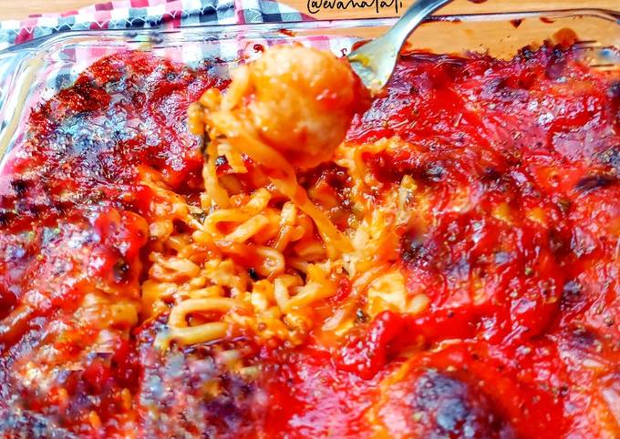 Wajib coba! Bagaimana cara membuat Italian Noodle Chicken Meatballs Baked  sedap