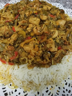 A picture of Arabian Goat testicle biryani.