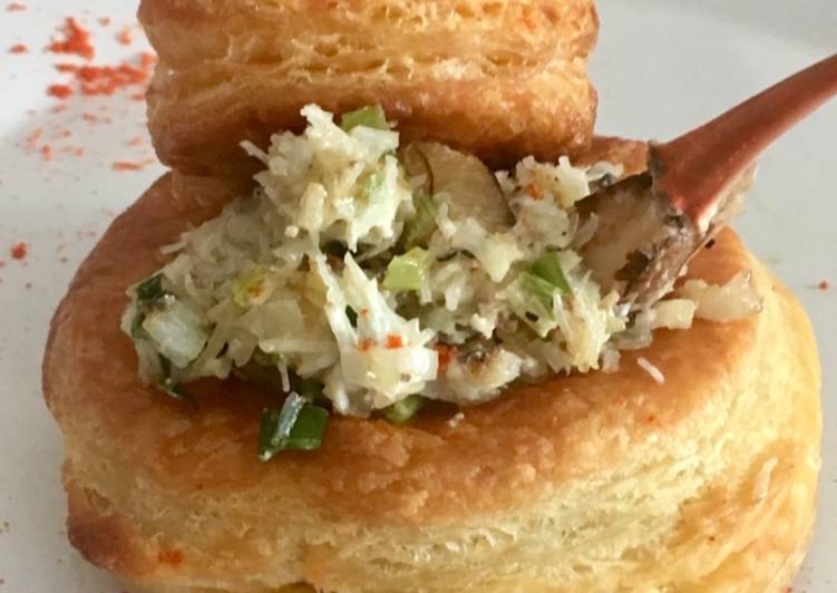 Vol-au-vent casero con cangrejo siri